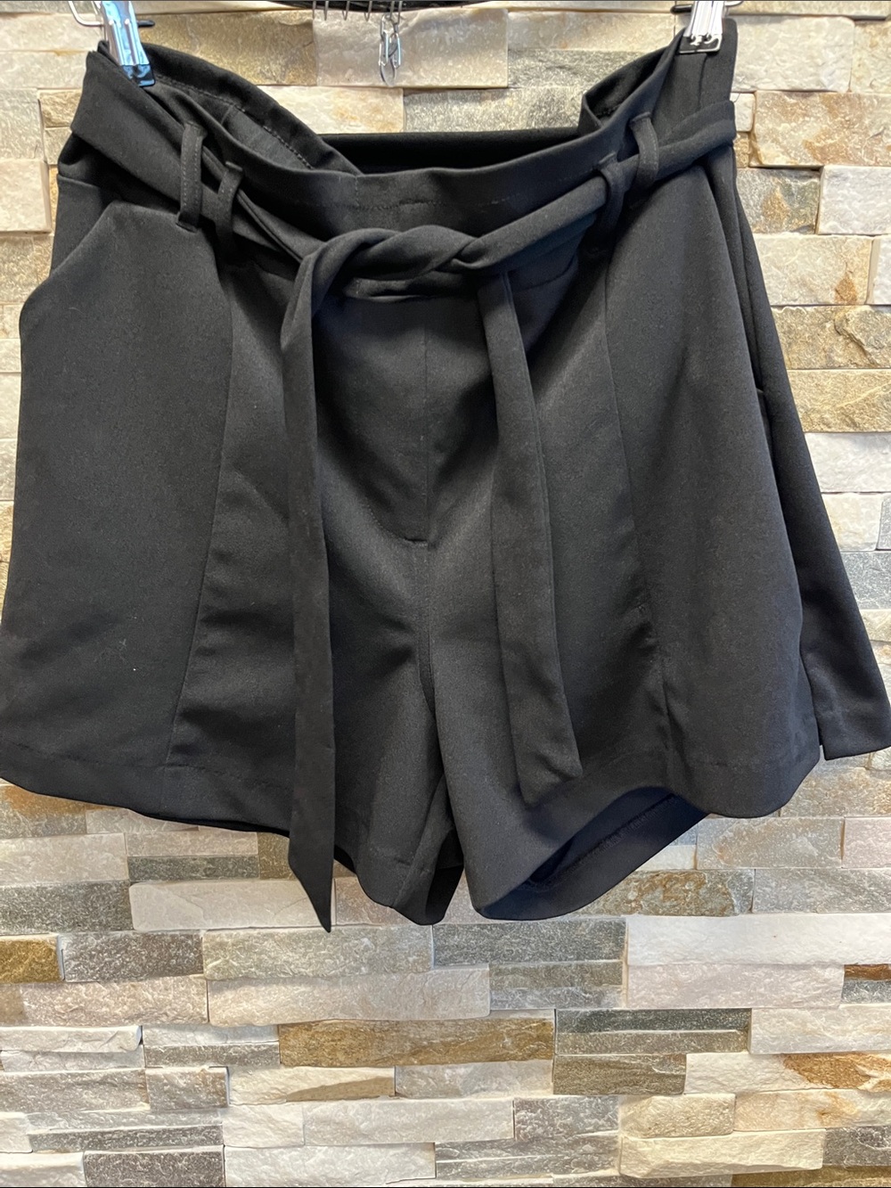 Maurices Black Paperbag High-Waist Tie Shorts